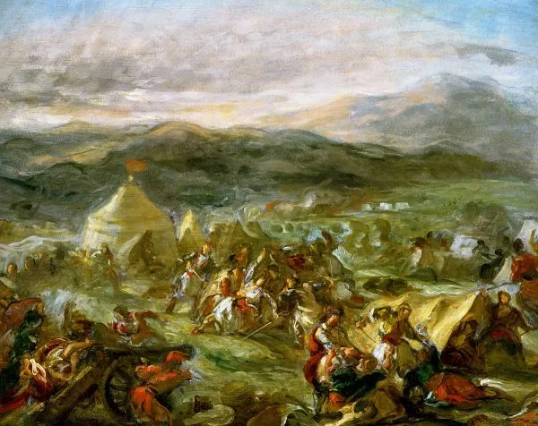 Ευγένιος Ντελακρουά Ο Μπότσαρης αιφνιδιάζει τους Τούρκους στο στρατόπεδό τους